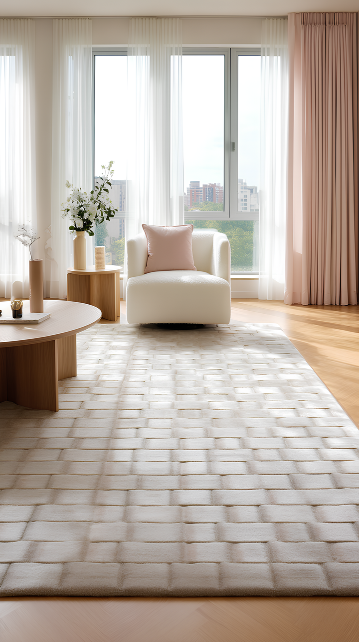 سلسلة Fluffy 3D منسوجة يدويًا غرفة جلوس غرفة نوم ممر مدخل سجادة حديثة SILVER