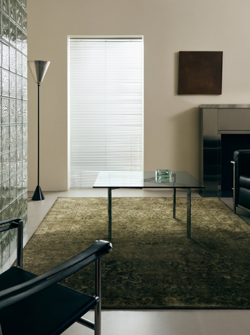 Indischer handgefertigter Teppich Einteilig Wolle und Seide Jaipur Lacuna Modern Overdyed Wohnzimmer Verbranntes Olivgrün