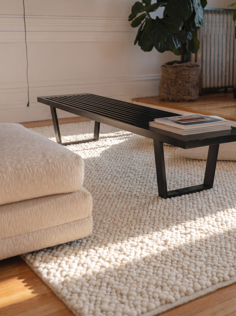 Tappeto intrecciato a mano Woolstar 100% naturale con motivo a maglia per salotto, soggiorno, corridoio e ingresso 06 CREAM