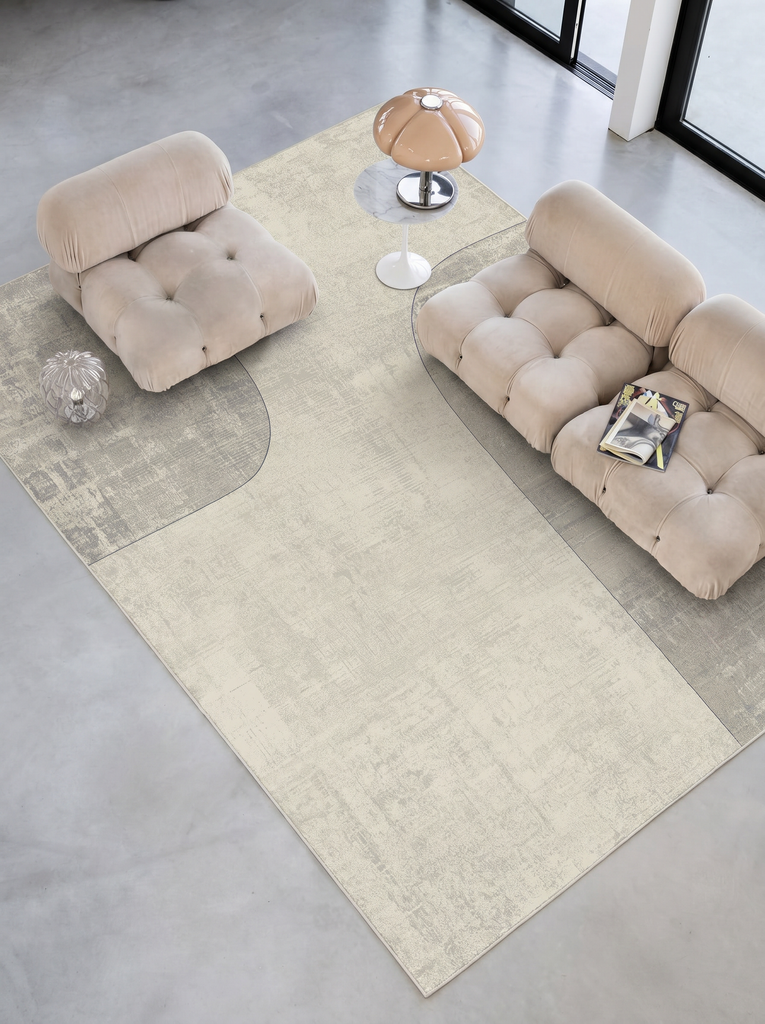 Monza Geometrisches Muster Hochwertig Dicht Gewebter Glänzender Moderner Wohnzimmerteppich 01 CREAM GREY