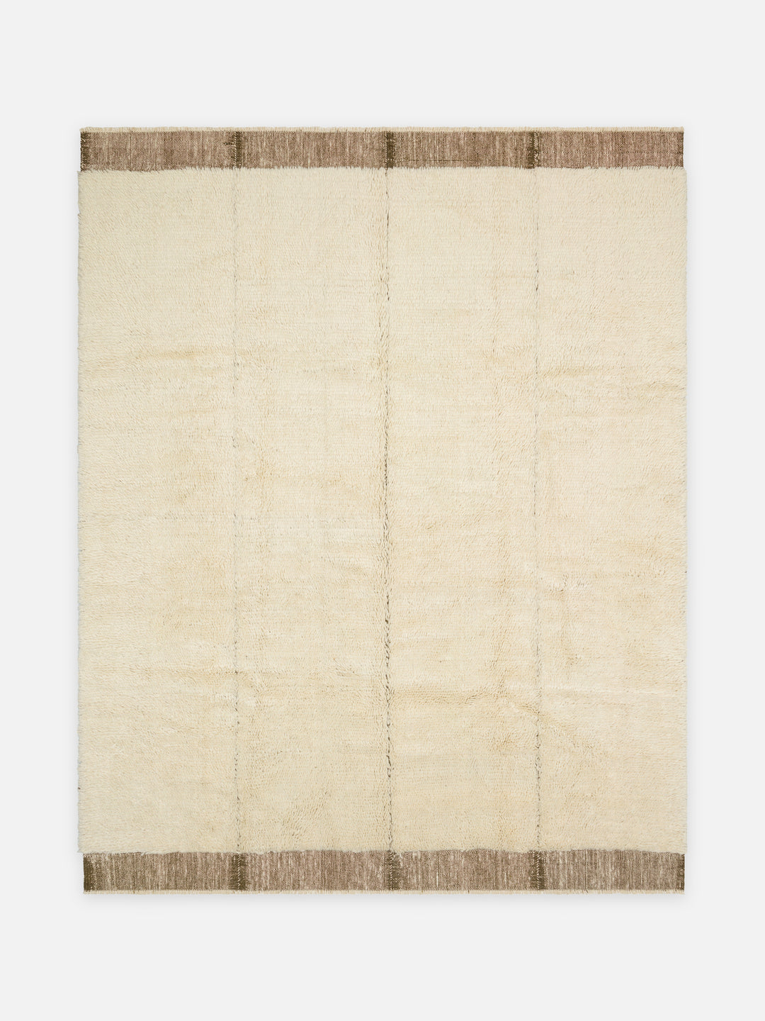 Morocco %100 Yün El Emeği ile Üretilen Uzun Tüylü Halı IVORY OLIVE kuşbakışı