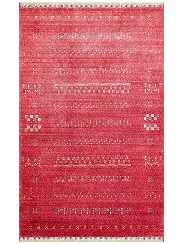 Oushak Carnaval %100 natürlich, leicht zu reinigen, handgefertigter TENCEL™ moderner Uşak-Teppich 06 RED