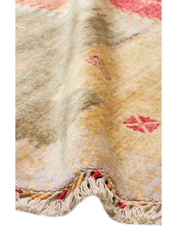 Oushak Carnaval Tappeto Uşak Moderno TENCEL™ realizzato a mano, 100% naturale, facile da pulire 07 BEIGE AUTUMN Q