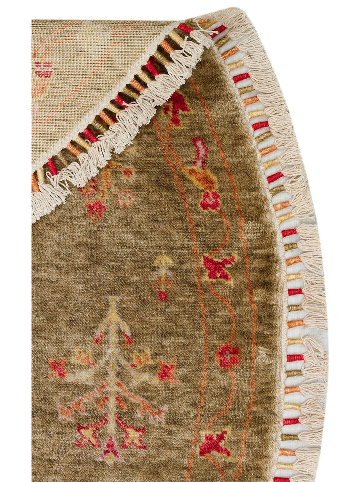 Oushak Carnaval %100 natürlich, leicht zu reinigen, handgefertigt, TENCEL™ moderner Uşak-Teppich 08 GREEN AUTUMN Q