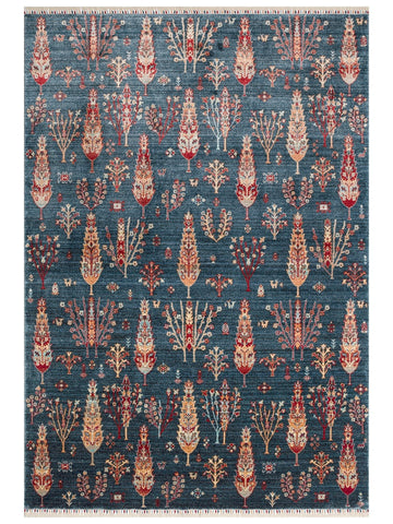 سجادة Oushak Carnaval الحديثة من TENCEL™ مصنوعة يدوياً، طبيعية 100% وسهلة التنظيف 08 NAVY TURQUOISE