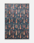 Oushak Carnaval Tapis Uşak moderne TENCEL™ 100 % naturel, facile à nettoyer, fabriqué à la main 08 NAVY TURQUOISE