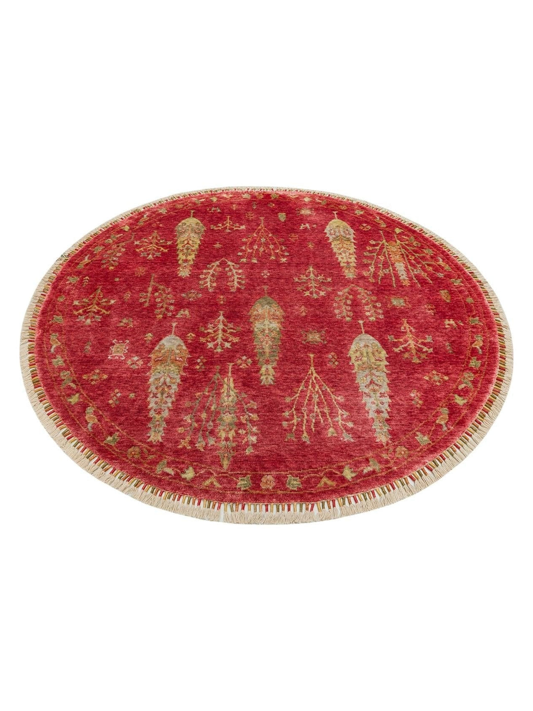 Oushak Carnaval سجادة Uşak الحديثة المصنوعة يدوياً من TENCEL™ بنسبة 100% طبيعية، سهلة التنظيف، 08 RED AUTUMN Q