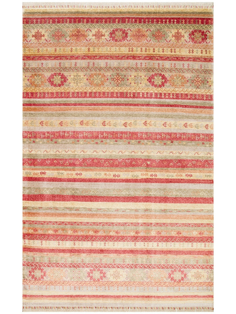 Oushak Carnaval %100 natürlich, leicht zu reinigen, handgefertigt, TENCEL™ moderner Uşak-Teppich 12 RED AUTUMN