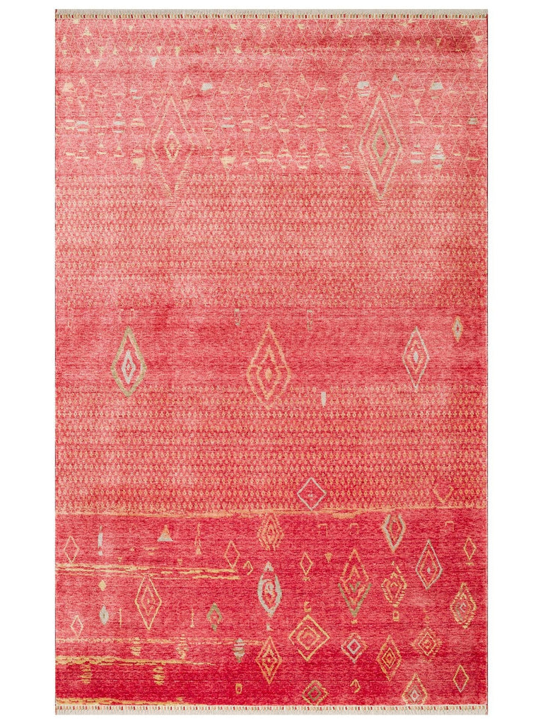 Oushak Carnaval %100 natürlich, leicht zu reinigen, handgefertigt, TENCEL™ moderner Uşak-Teppich 15 RED AUTUMN