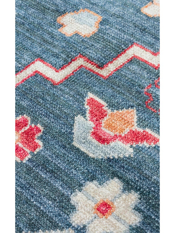 Oushak Carnaval سجادة أُشاق حديثة مصنوعة يدوياً من TENCEL™ 100% طبيعية سهلة التنظيف 17 NAVY MULTY