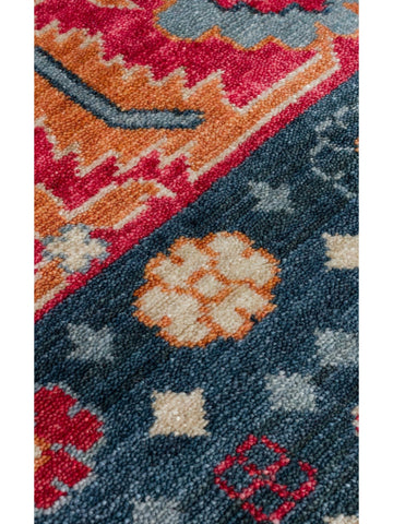 Oushak Carnaval سجادة أُشاق حديثة مصنوعة يدوياً من TENCEL™ 100% طبيعية سهلة التنظيف 17 NAVY MULTY