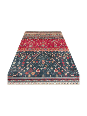 Oushak Carnaval سجادة أُشاق حديثة مصنوعة يدوياً من TENCEL™ 100% طبيعية سهلة التنظيف 17 NAVY MULTY