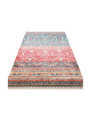 Oushak Carnaval سجادة أُشاق حديثة مصنوعة يدوياً من TENCEL™ 100% طبيعية سهلة التنظيف 17 NAVY MULTY