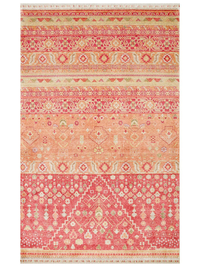 Oushak Carnaval %100 natürlich, leicht zu reinigen, handgefertigt, TENCEL™ moderner Uşak-Teppich 17 RED AUTUMN
