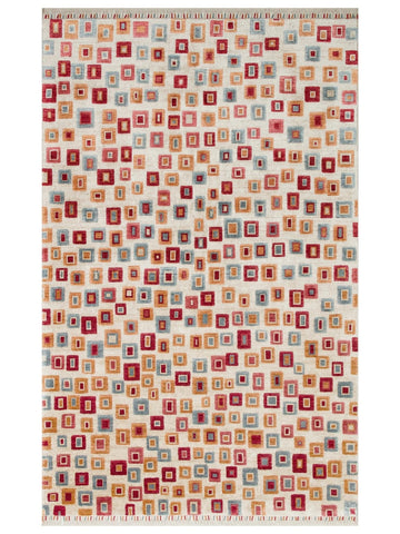 Oushak Carnaval Tappeto Uşak Moderno TENCEL™ Fatto a Mano, 100% Naturale, Facile da Pulire, 21 BEIGE MULTY
