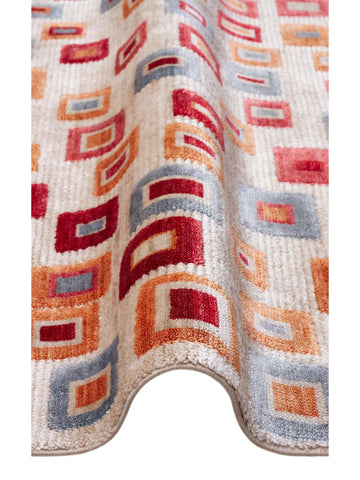 Oushak Carnaval Tappeto Uşak Moderno TENCEL™ Fatto a Mano, 100% Naturale, Facile da Pulire, 21 BEIGE MULTY