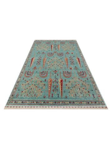 Oushak Carnaval 100% Natural Easy to Clean Handcrafted TENCEL™ Modern Uşak Rug 22 TURQUOISE