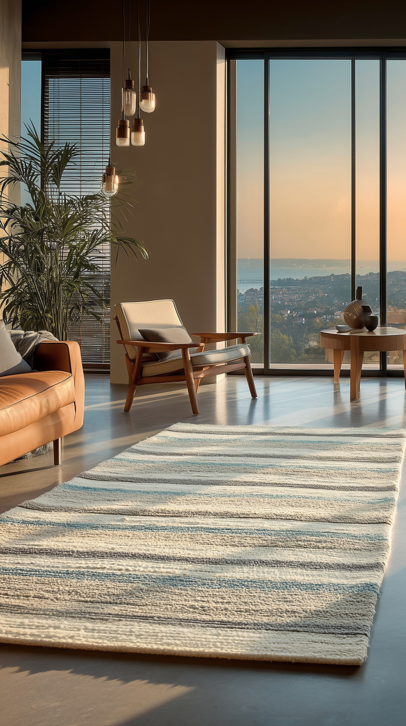 Paglia Series 100% Natural New Zealand Wool Sumac Knot Hand Woven Living Room Carpet GBLUE