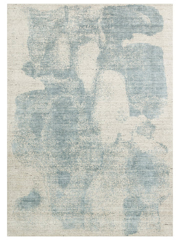 Palette Serisi %100 Naturel Yün Viskon Pamuk El Dokuma İskandinav Salon Oturma Odası Halı BEIGE BLUE - Carpetdocia