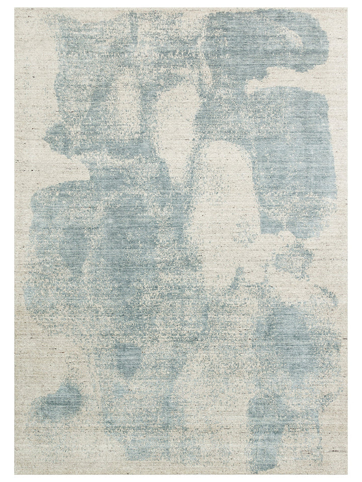 Palette Serisi %100 Naturel Yün Viskon Pamuk El Dokuma İskandinav Salon Oturma Odası Halı BEIGE BLUE - Carpetdocia