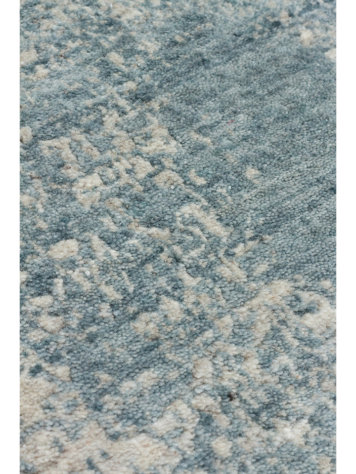 Palette Serisi %100 Naturel Yün Viskon Pamuk El Dokuma İskandinav Salon Oturma Odası Halı BEIGE BLUE - Carpetdocia