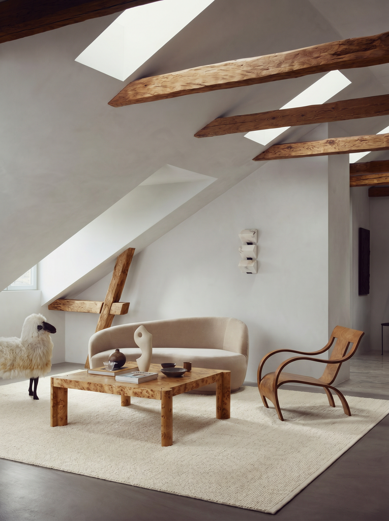 Tapis de salon, séjour et chambre à coucher scandinave Puralana, tissé à la main en laine naturelle 100 % et viscose IVR