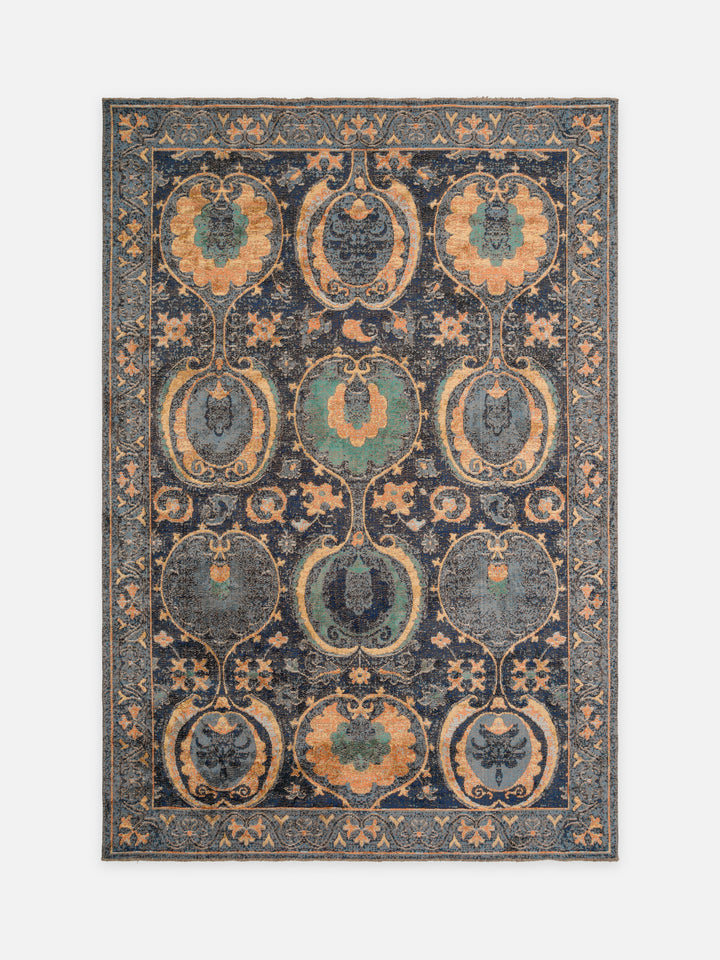 Ruggadocia Khotan Kartuş Desenli Halı kuşbakışı