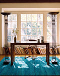 Kilim della serie Silk Road, 100% seta, tessuto a mano AQUA
