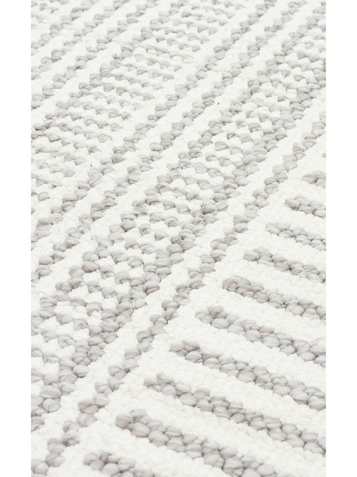 İskandinav Serisi Hasır Dokuma Oturma Odası Koridor Antre Mutfak Modern Halı 01 WHITE GREY - Carpetdocia