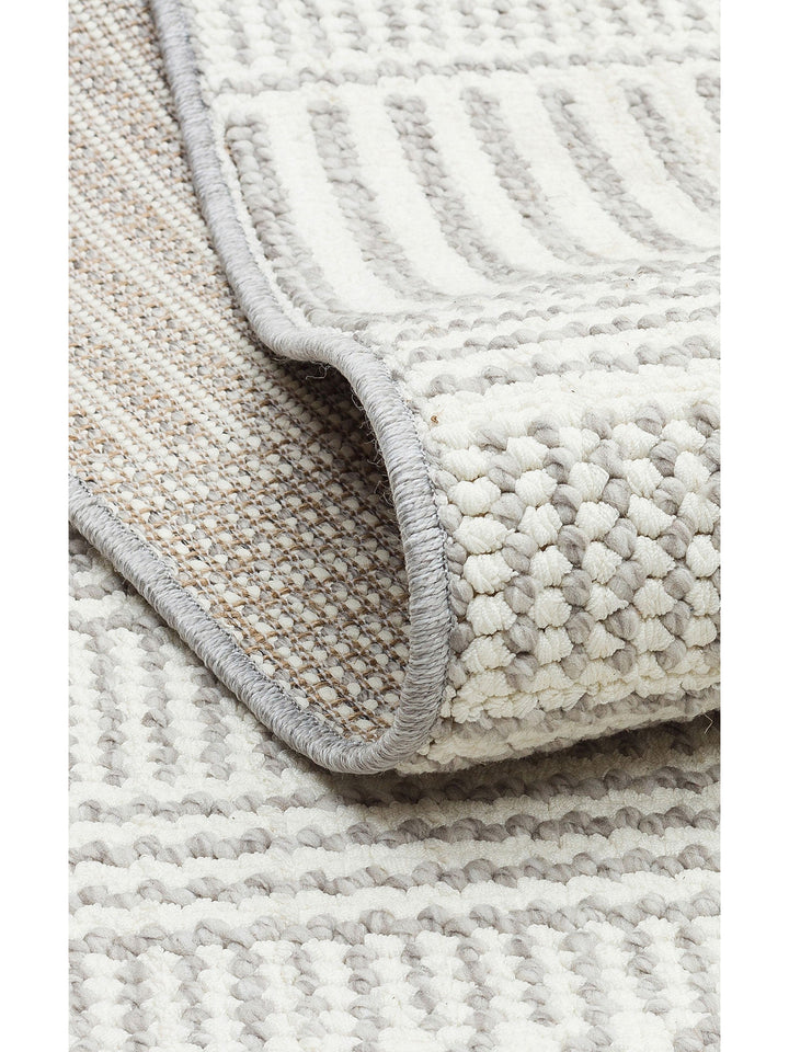 İskandinav Serisi Hasır Dokuma Oturma Odası Koridor Antre Mutfak Modern Halı 01 WHITE GREY - Carpetdocia