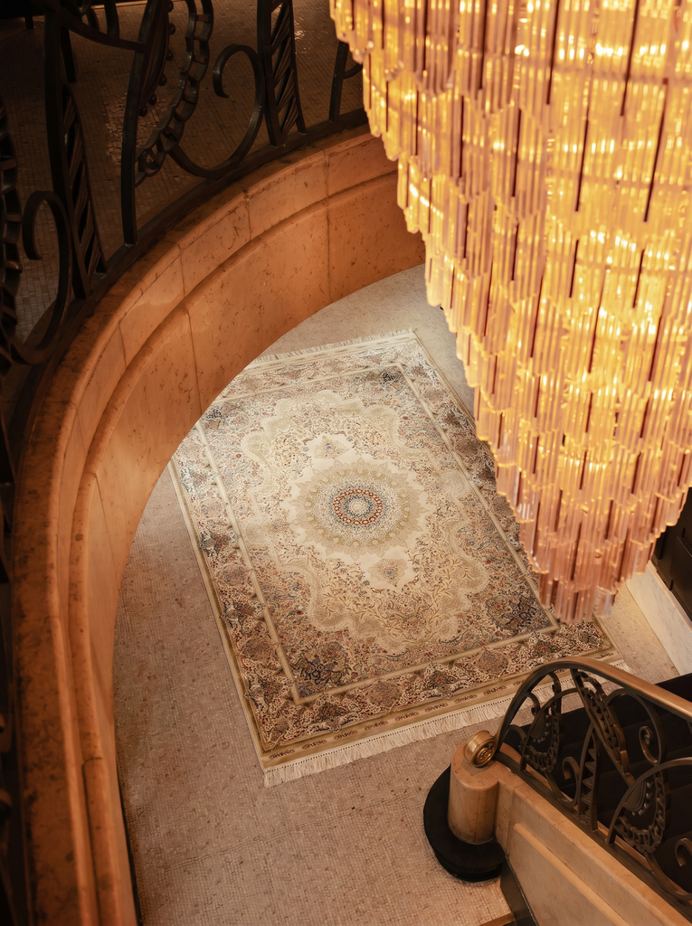 Tapis de salon spécial scintillant à motif classique tissé serré de haute qualité série Topkapı 06 CREAM