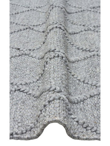 Woolstar %100 Naturel Kazak Desenli Salon Oturma Odası Koridor Antre El Dokuma Örgü Halı DIAMONDGREY - Carpetdocia