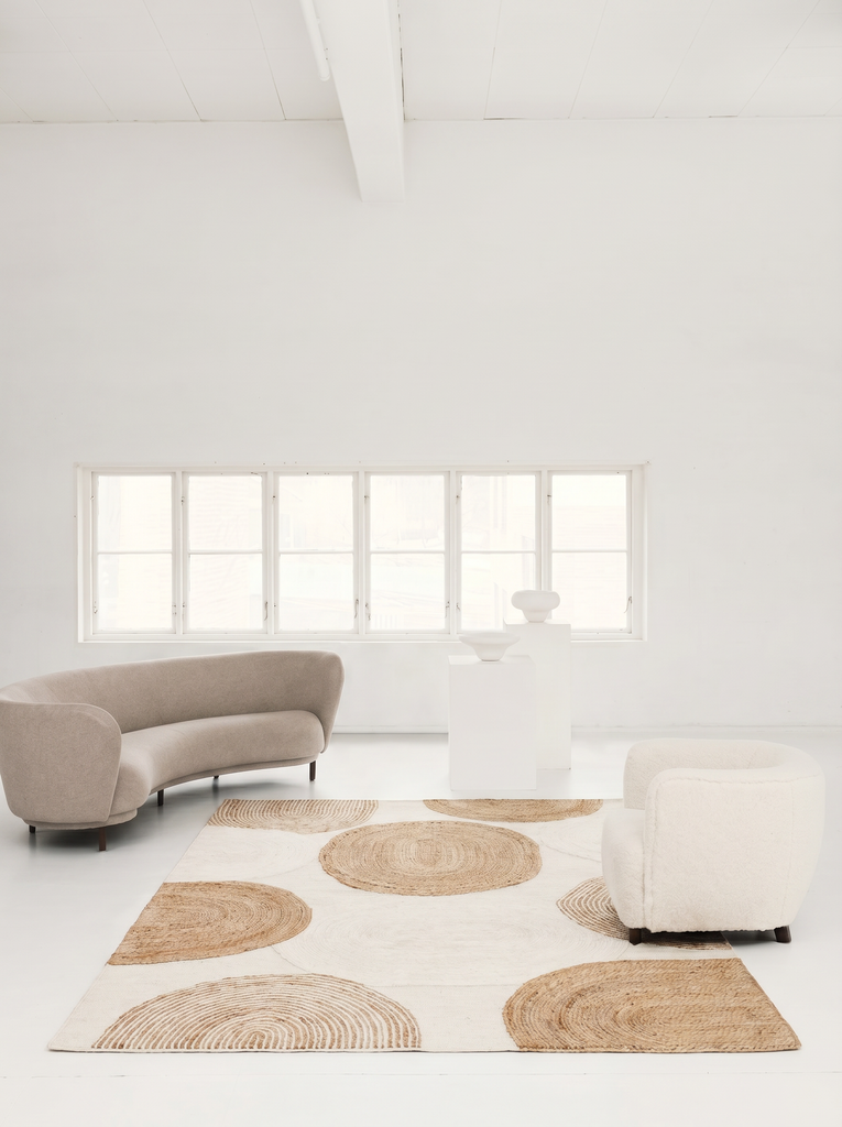 Tapis Tissé Main Woolstar 902NATWHITE 100 % Naturel avec Motif Kazak pour Salon, Séjour, Couloir et Entrée